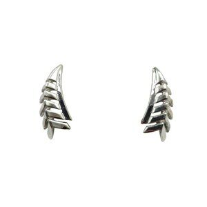 Silver Tone Coro Leaf Design Clip On Earrings Vintage